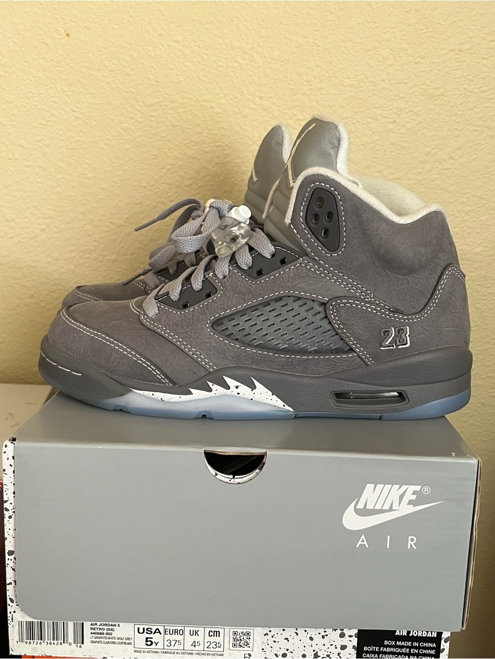 Nike Air Jordan 5 Retro Kids Grey Suede Retro 5 Sneakers